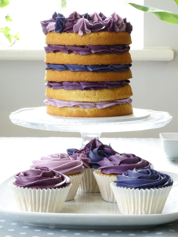 Coloranți alimentari pentru paste Sugarflair, violet, set de 4, coloranți alimentari pentru paste, fondant, marțipan, pastă de zahăr, cremă de unt și multe altele: violet, lavandă, violet struguri, violet intens - set de 4