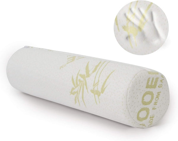 Rulou pentru gât Milliard Visco foam cu husă lavabilă, certificat Oeko-Tex, duritate medie, 10X43 cm, perfect pentru alergici, pernă de călătorie, pernă rotundă pentru gât, rulou de poziționare, rulou pentru genunchi Perne ortopedice cervicale Naty Shop Alb