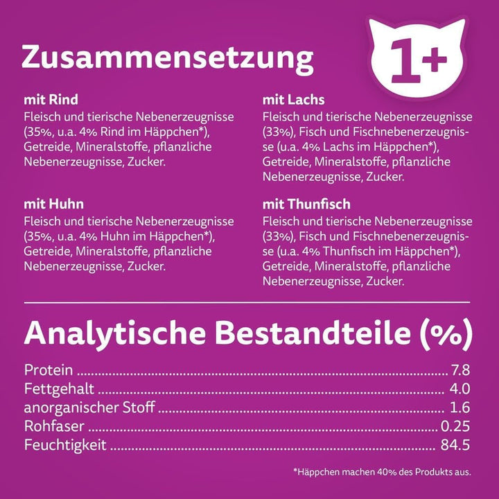 Whiskas Adult 1+ Hrană umedă pentru pisici Selecție mixtă în jeleu, 84 pliculețe, 84X85G (1 pachet vrac) - Hrană umedă de înaltă calitate, Pentru pisici adulte