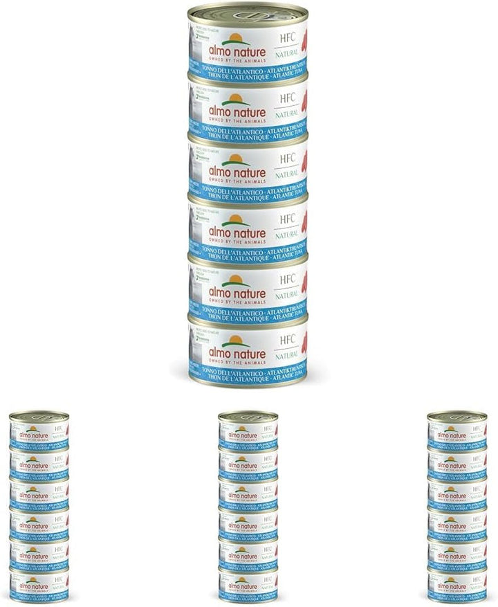 Almo Nature HFC Natural - Hrană umedă pentru pisici adulte - ton de Atlantic - calitate umană, fără gluten și monoproteină - 6 X 70G