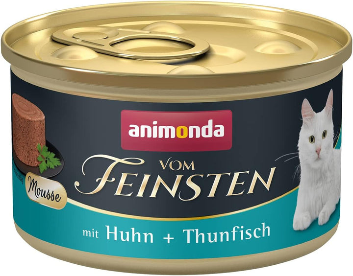 Animonda Vom Feinsten Mousse Cat Food Wet Beef + Duck (12 X 85G), hrană umedă pentru pisici fără cereale, fără zahăr, cu ingrediente proaspete, din carne