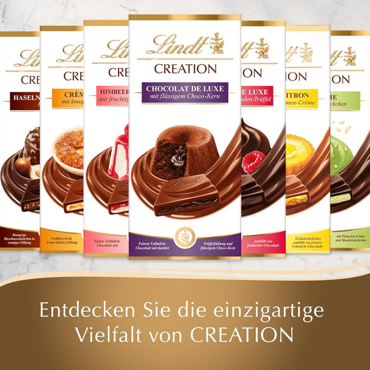 Lindt Schokolade Creation Créme Brûlèe Tafel | Crème Brûlée Füllung Mit Knusprigem Karamell, Umhüllt Von Feinster Vollmilch-Schokolade | Schokoladentafel | Schokoladengeschenk, 150G Naty Shop