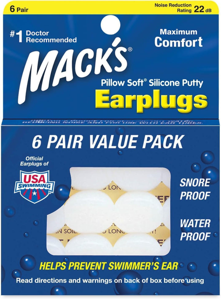 MACK'S Pillow Soft silicon dopuri de urechi, 6 perechi Perne ortopedice cervicale Naty Shop Alb 6 StÃ¼ck (3Er Pack)