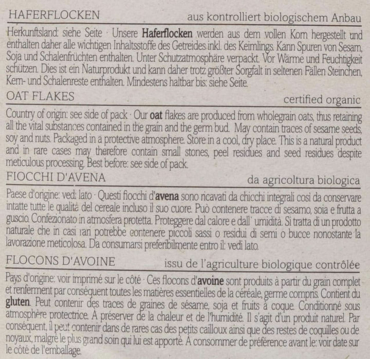 Fulgi de ovăz Verival - Organic, pachet de 6 x 500 grame Cereale Naty Shop