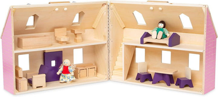 Casa de păpuși Melissa & Doug de pliat și luat cu tine | Casă de păpuși și păpuși | Playsets | 3+ | Cadou pentru băieți sau fete Casute de papusi Naty Shop