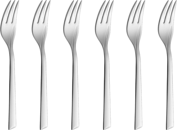 Gerlach Flames Besteck-Set 12 Personen Spülmaschinenfest Essbesteck Edelstahl Elegantes Tafelbesteck Messer Gabel Löffel Teelöffel Kuchengabel Soßenlöffel Kuchenspachtel Glänzend Rostfrei 68 Stk Bucatarie Naty Shop Silberglänzend 6 El. Kuchengabel Set