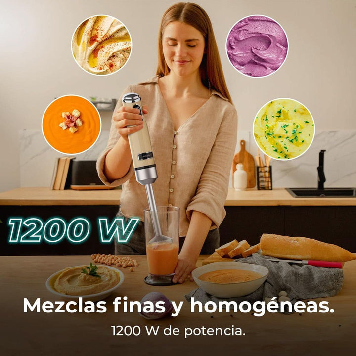 Cecotec Handmixer Retro Power Retroyellow 1200MAX. 1200W Maximale Leistung, 4-Klingen-Messer Mit Schwarzer Titanbeschichtung, 2 Geschwindigkeiten, 0,5L Becher, Vintage-Design Mama si Copilul Naty Shop