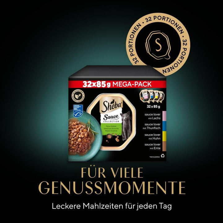 SHEBA Bowl Hrană umedă Multipack Mega-Pack Colecția de sosuri Fine Variety Msc-Certified 32 X 85G