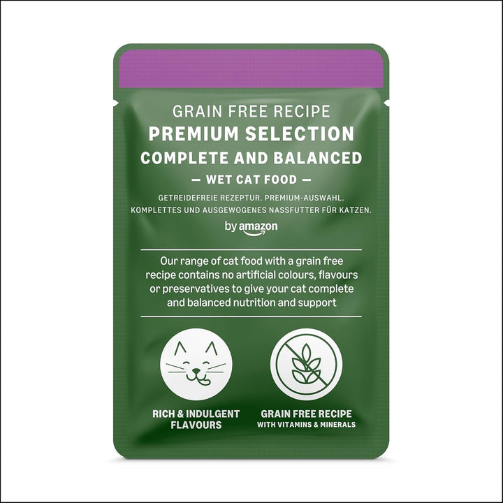 By Amazon Hrană pentru pisici, umedă, fără cereale, pentru pisici adulte Meat Choice în bulion, 4,76 Kg, 56 de pachete cu 85G (înainte de Lifelong)