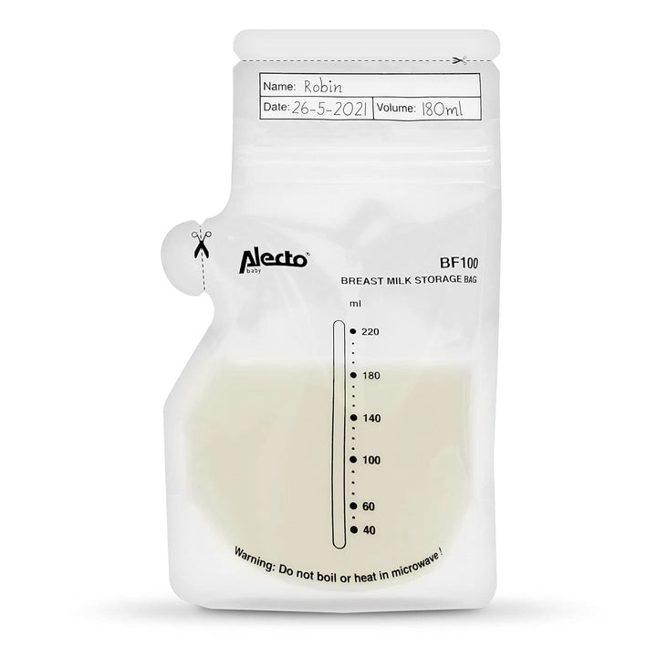 BF100 Pungă de depozitare pentru lapte matern - Pungă pentru lapte matern - capacitate 220 Ml - 100 bucăți - Transparent Accesorii Hrana si Alaptare Bebe Naty Shop