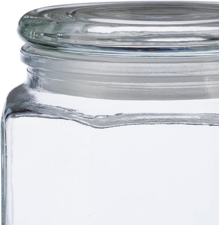 Borcane de depozitare Relaxdays cu capac, set de 6, sticlă, 1,3 l, borcane de depozitare octogonale, recipiente etanșe din sticlă, transparente Cutii depozitare alimente Naty Shop