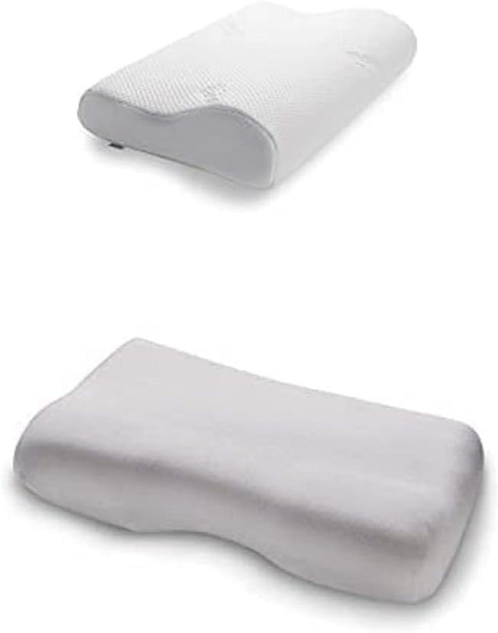 TEMPUR Original Sleeping Pillow Memory Foam, Pernă ergonomică de susținere a gâtului pentru cei care dorm lateral și pe spate, Fermă, M (50 X 31 X 10/7 Cm), Alb Perne ortopedice cervicale Naty Shop Pachet cu față de pernă, platină L (50 X 31 X 11.5/8.5 Cm)