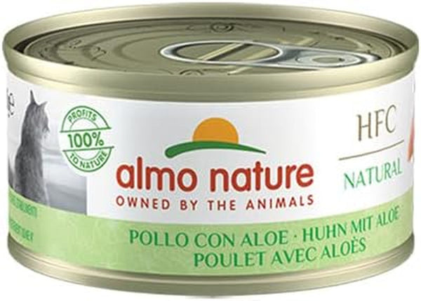Almo Nature - HFC Natural - Pui cu aloe - hrană umedă pentru pisici adulte, 24 pachete a 70 g