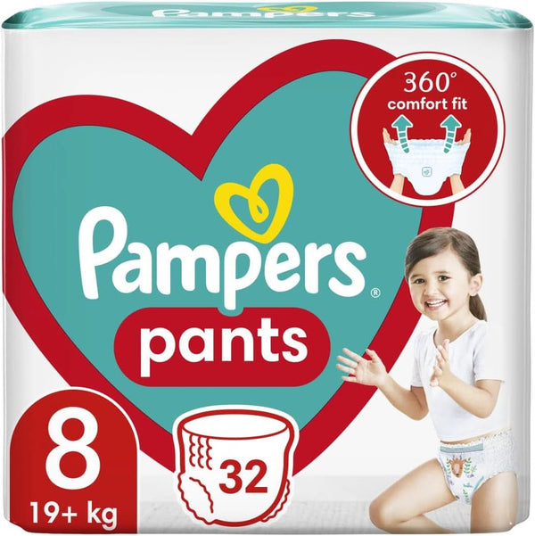 Pampers Pants scutec mărimea 8 (19+ kg), 32 bucăți, scutece cu Stop & Protect anti-picurare la spate Mama si Copilul Naty Shop