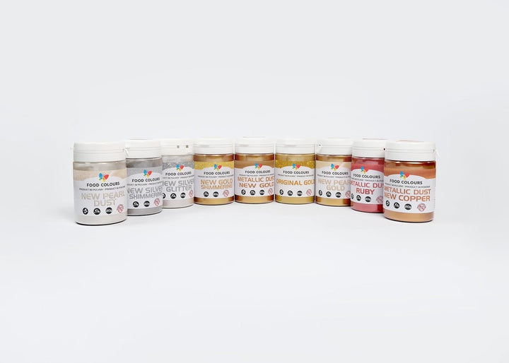 Coloranți alimentari Pudră de colorant alimentar cu efect metalic, Colorant comestibil ORIGINAL GOLD 20G – Ideal pentru decorarea prăjiturilor, tartelor, pastelor de zahăr, fursecurilor și băuturilor.