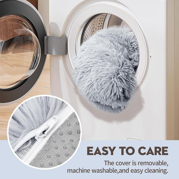 MEWOOFUN Pat elegant pentru pisici, canapea pufoasă - 76 x 45 cm Pat pentru pisici mari, canapea de pluș pentru câini și pisici mici, detașabilă și lavabilă (gri)