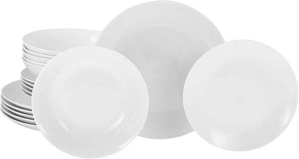 Creatable, 20341, Serie Luna Weiss, 18-Teiliges Geschirrset Für 6 Personen, Teller Set Aus Porzellan, Spülmaschinen- Und Mikrowellengeeignet, Qualitätsproduktion Seturi vesela masa Naty Shop Teller Set