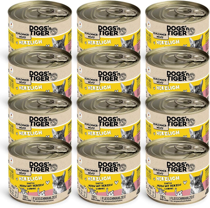 Dogs'N Tiger Gourmet Menu Glückskind, hrană umedă pentru pisoi, pui suculent și păstrăv - fără cereale, zahăr adăugat, conservanți artificiali, compatibilitate optimă, 6X400G