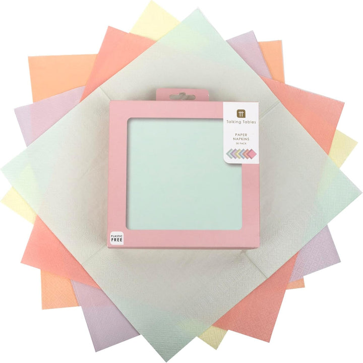 Talking Tables Șervețele pastelate drăguțe | Șervețele moi de unică folosință reciclabile și de înaltă calitate pentru vesela petrecerii aniversare pentru copii, Baby Shower, Bachelor Party, Picnic, Decoupage