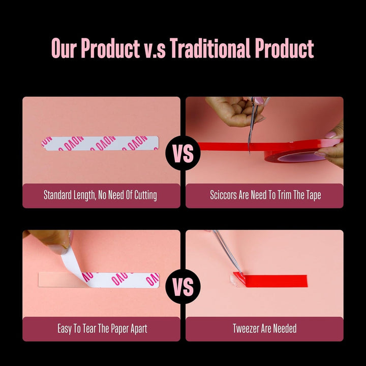 NOVO OVO 360 bucăți tablă adezivă ușor de rupt pentru afișaje de unghii prin presare, transparente, față-verso pentru atașare pentru nail art/ambalare/depozitare/practică/accesorii, 30 bucăți x 12 foi