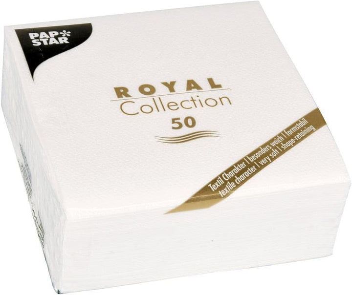 Papstar, 50 de șervețele "ROYAL Collection" 1/4 fold 25 Cm X 25 Cm alb, #86243