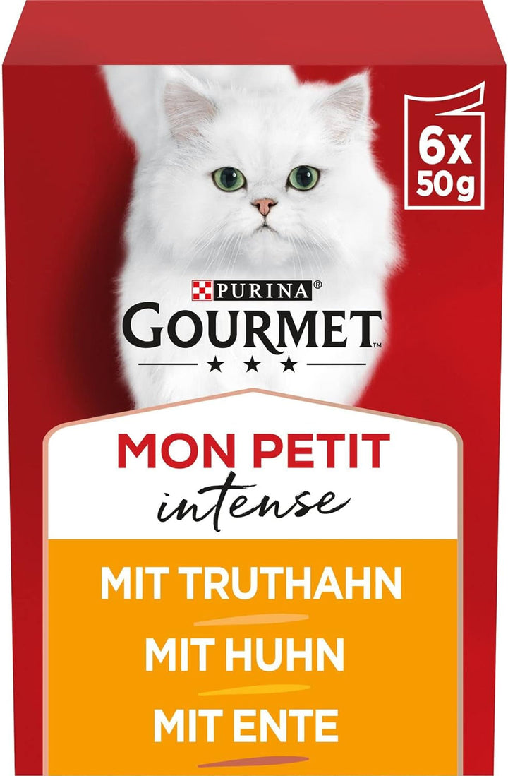 Gourmet Mon Petit Intense hrană umedă pentru pisici, variații de pește, 8-pachet (8 X 6 pungi a câte 50g)