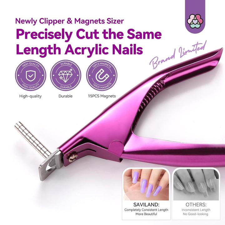 Saviland Unghiere Manichiură Cutter Cutter Cu 15 Magneți, Unghii cu Gel Unghii Trimmer Manichiură Unghii Cutter pentru Unghii Artificiale Unghii cu Gel Unghii Acrilice Unghii Unghii False (Roșu Roșu)