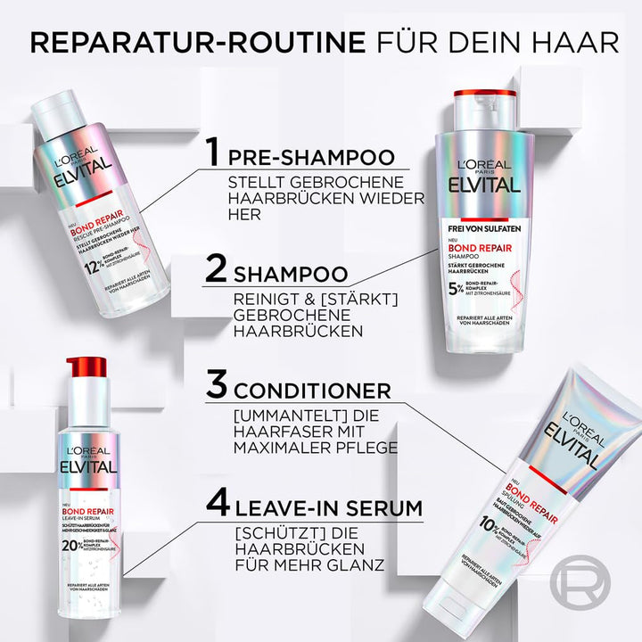 L'Oréal Paris Elvital Bond Repair Shampoo, Curățare delicată pentru repararea părului Duș și baie L'Oréal