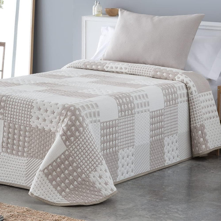 VIALMAN Colcha Bouti Ligera Cuvertură de pat Sofia 21, bumbac poliester, bej, Cama 150: 250 X 270 Cm Paturi si Cuverturi Besuche den VIALMAN-Store