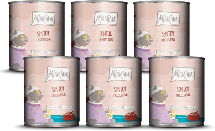 Mjamjam - Hrană umedă premium pentru pisici - Senior - Juicy Chicken, 6Pack (6X800G), fără cereale