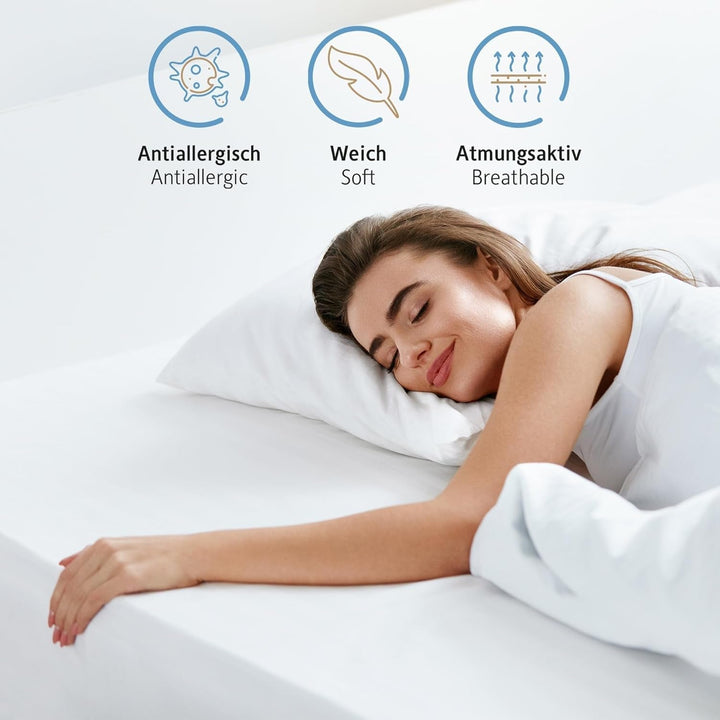 Pernă 80X80 Cm set de 2, pernă certificată Oeko-Tex cu umplutură de pernă 1000G, potrivită pentru alergici, lavabilă Perne standard Naty Shop