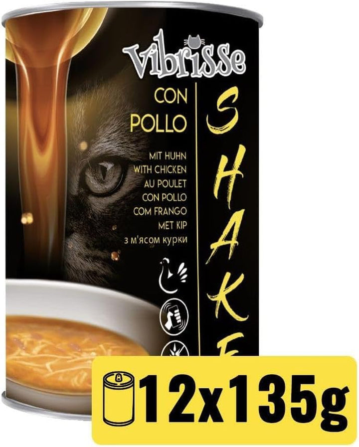 Croci Vibrisse Shake - Hrană umedă pentru pisici cu pui, hrană complementară hidratantă pentru pisici, 12X 135Gr, 1620 Ml