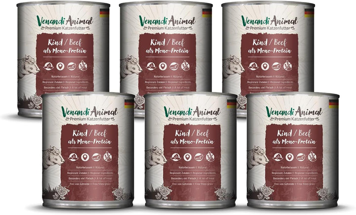 Venandi Animal - Hrană umedă premium pentru pisici - Horse as monoprotein 12-pack (12 X 125 G), fără cereale, monoproteină