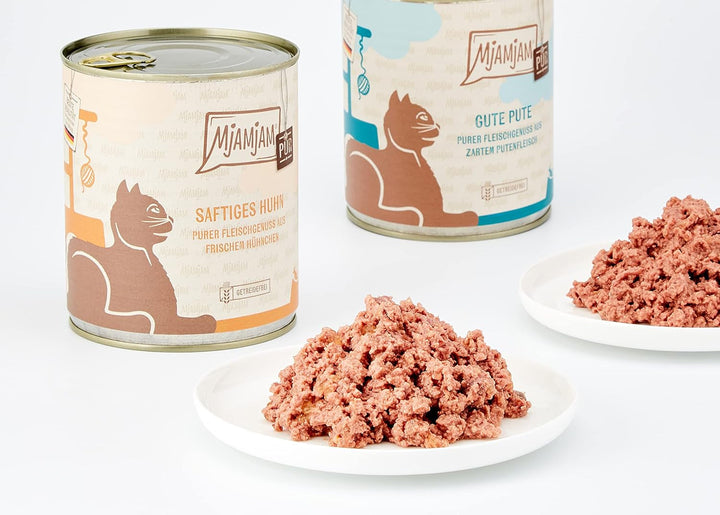 Mjamjam - Hrană umedă premium pentru pisici - Mixpaket V - Pure Meat Delight, pachet de 6 (6 X 800 G), fără cereale cu extra carne,Meaty