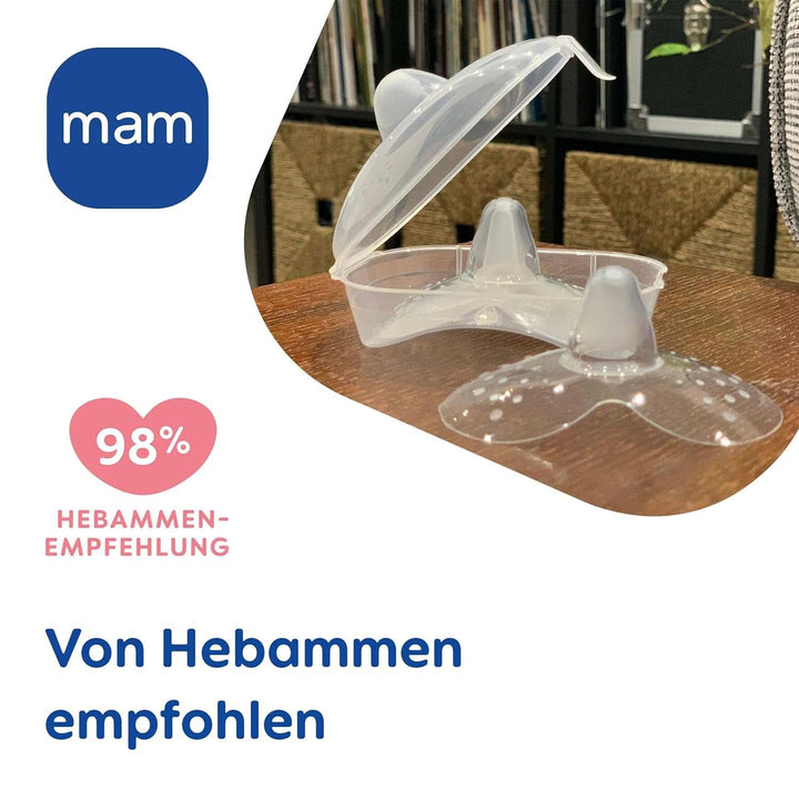 MAM Stillhütchen Größe S (Ø 17 Mm) Im 2Er-Set, Extra Weiche Brusthütchen Zum Schutz Beim Stillen, Brustwarzenschutz Für Maximalen Hautkontakt Zwischen Mutter Und Kind Accesorii Hrana si Alaptare Bebe Naty Shop
