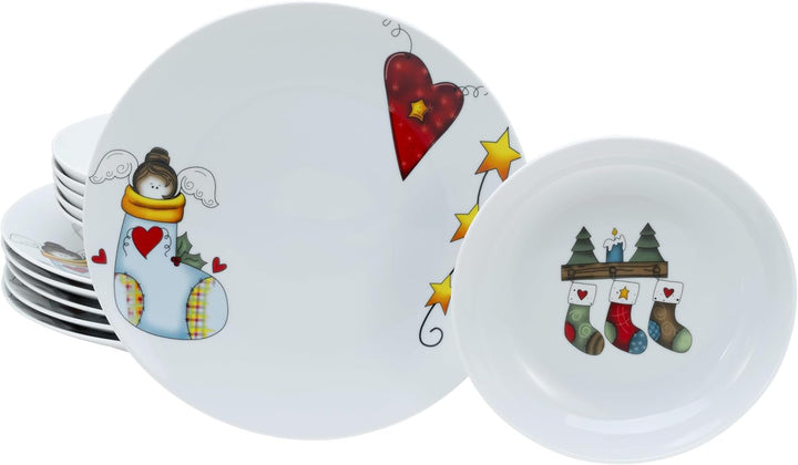 Creatable, 21845, Serie Luna Socken, 12-Teiliges Geschirrset Für 6 Personen, Tafelservice Aus Porzellan, Spülmaschinen- Und Mikrowellengeeignet, Qualitätsproduktion Seturi vesela masa Naty Shop Tafelservice 12-Tlg.