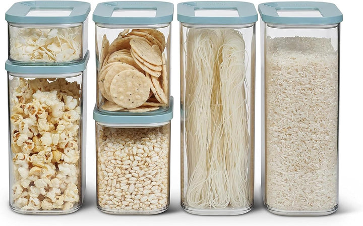 Mepal set de 6 borcane de depozitare cu capace - Recipiente dreptunghiulare pentru alimente - Organizator de bucătărie din plastic - Recipiente de depozitare etanșe - 2x 2000 ml, 2x 1000 ml, 1x 1500 ml & 1x 425 ml - Alb Cutii depozitare alimente Naty Shop Verde nordic Set de 6 piese