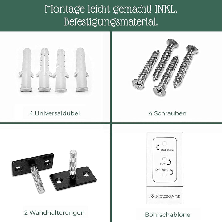 Hamac pentru pisici Pfotenolymp® Până la 10 kg | Montare pe perete | Stabilitate ridicată | Ore întregi de distracție cu zgârieturile | Igienic și ușor de întreținut | Ecologic | Asamblare ușoară