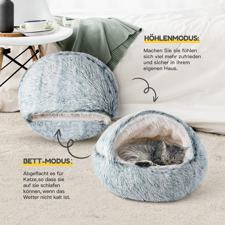 CATISM Pat pentru pisici pufos, 50 cm Pat confortabil pentru pisici mari Pat lavabil pentru câini Casă pentru câini Moale și confortabil Gri