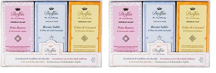 Batoane de ciocolată Dolfin Sweet And Salty - 6 batoane asortate de ciocolată neagră și cu lapte, 180 grame Bomboane de Ciocolata Naty Shop Set 2 x 180 grame