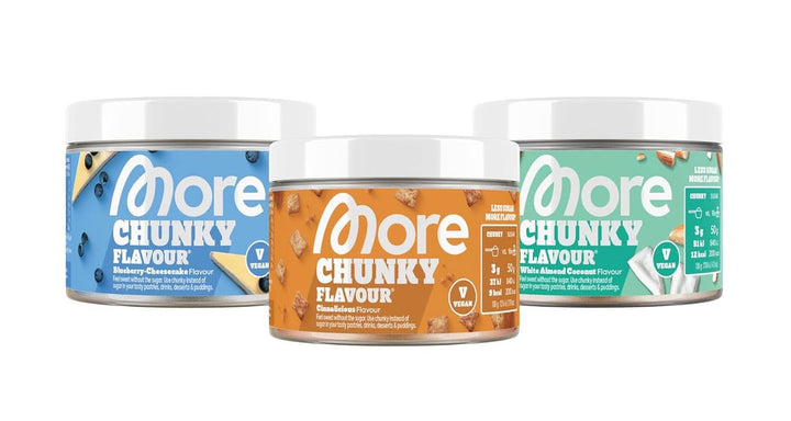 MORE Chunky Flavour, Blueberry Cheesecake, Pudră aromatizantă pentru îndulcire cu inulină și lactază, 150 grame Indulcitori Naty Shop