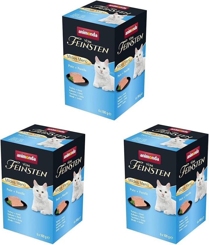 Animonda Vom Feinsten Mildes Menü Mild Variety (32 X 100G), Hrană umedă pentru pisici fără cereale, fără zahăr, Hrană pentru pisici ușor digerabilă cu carne de curcan