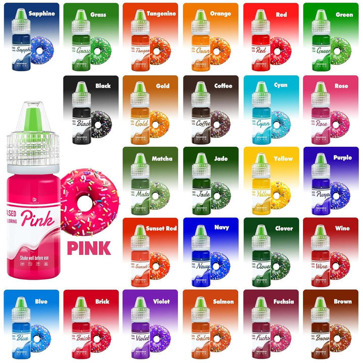 Fettlösliche Lebensmittelfarbe Für Schokolade - 26 Farben Ölbasis Lebensmittelfarben Für Fondant, Torten Dekoration, Backen - Flüssige Food Coloring Für Kakaobutter, Buttercream, Kuchen - 6Ml Je Naty Shop