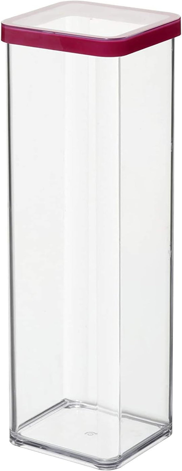 Rotho Loft set de 5 borcane de depozitare cu capac, diferite dimensiuni, plastic alimentar (PP) fără BPA, transparent/roșu, (21,4 x 21,4 x 23,5 cm) Cutii depozitare alimente Naty Shop 2 L pătrat