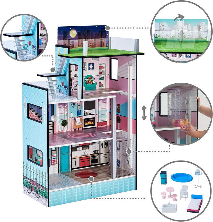 Olivia'S Little World Style Barcelona Casa de păpuși Casa de păpuși, albastru TD-13111D Casute de papusi Naty Shop