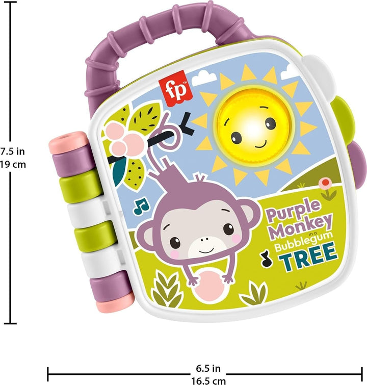Fisher-Price Baby Toy Purple Monkey Musical Storybook cu lumini și sunete pentru sugari și copii de 6+ luni Jucarii Bebe Naty Shop