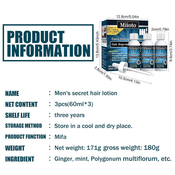 Miioto Hair Growth Serum, 180 ML Produs de creștere a părului pentru bărbați, ser de păr pentru creșterea părului, îngrijirea scalpului Promovează părul mai gros Hrănește scalpul și previne căderea părului Ingrijirea parului Naty Shop