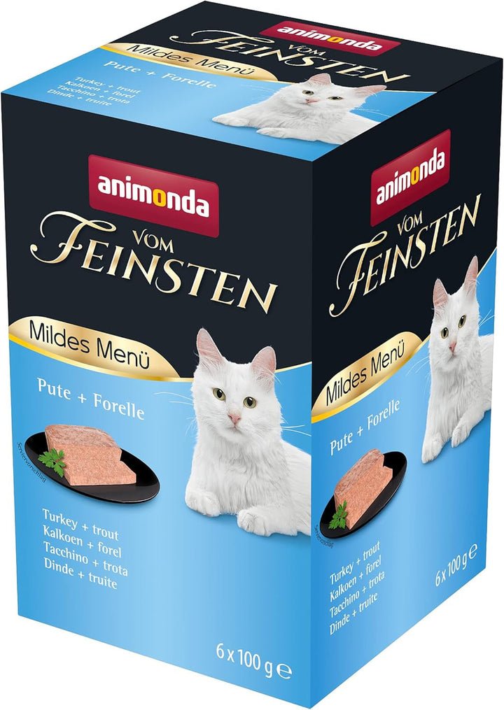 Animonda Vom Feinsten Mildes Menü Mild Variety (32 X 100G), Hrană umedă pentru pisici fără cereale, fără zahăr, Hrană pentru pisici ușor digerabilă cu carne de curcan