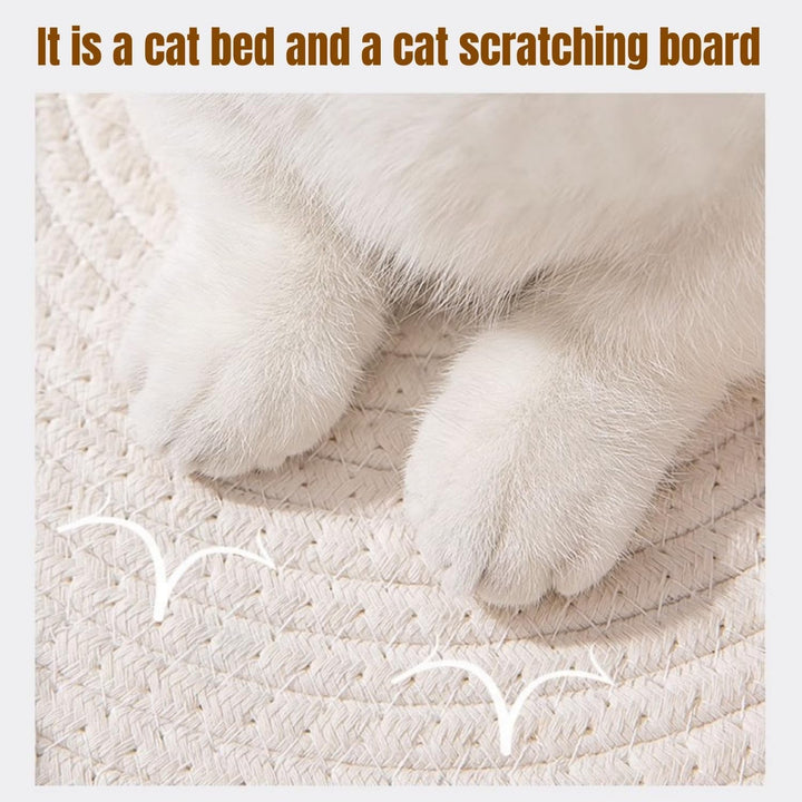 Coș pentru pisici, coș pentru dormit, pat lavabil pentru pisici, coș pentru pisici din frânghie de bumbac, cuib pentru pisici, împletit, pat confortabil pentru câini și pisici în interior