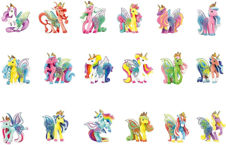 Galupy Unicorn - Pachet de 3 figurine unicorn, jucării unicorn de colecționat, figurine ponei cu aripi strălucitoare și cristal Swarovski Action figures Naty Shop